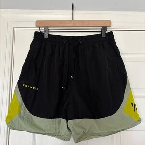 YoungLA Men's Black and green Athletic Shorts